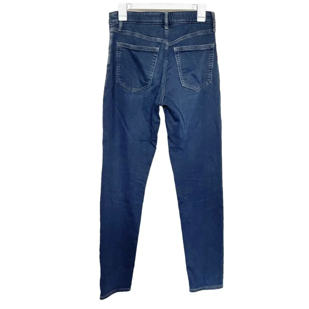 Uniqlo Womens Jeans Waist Size 27-30 Straight Leg Denim Dark Drawstring Mid Rise